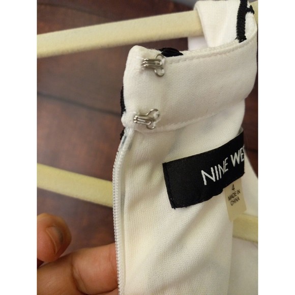 Nine West Ivory/black Geometric Sleeveless‎ Beaded Neck Dress Size 4 - Picture 7 of 13